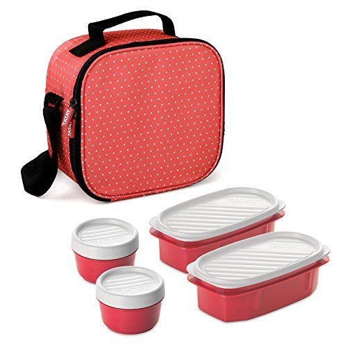 Tatay Urban Food Koeltas Met 4 Luchtdichte Deksels, Stof, Rood, 22,5 x 10 x 22 Cm