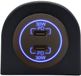 ProRide 12-24V USB C Autolader 2 Poorten Opbouw - 30W+30W - Enkelvoudig Paneel - Bleu - USB-C Stopcontact