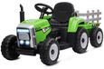 HOMCOM Elektrische tractor met aanhanger en afstandsbediening, 3-6 km/u, groen