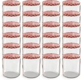 Oputec 24x 405ml inmaakpotten / voorraadpotten TO Ø 82 mm – glazen jampotten – metalen schroefdeksel rood-wit geruit – conservenpotten