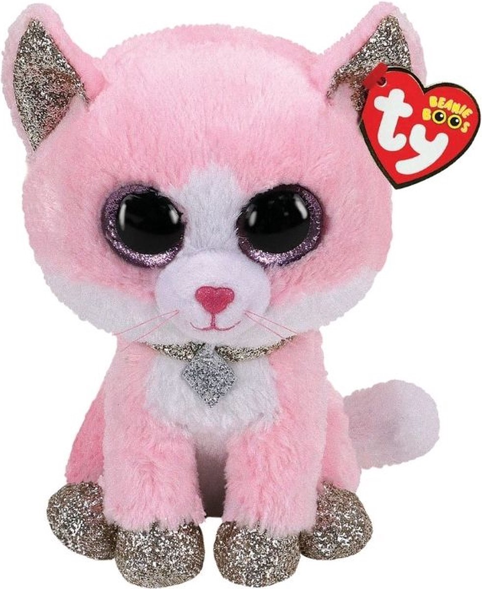 TY Beanie Buddy Fiona Pink Cat 24cm