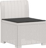 vidaXL Banc de jardin avec coussin aspect rotin PP Blanc
