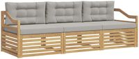 vidaXL - Bank loungeset - 3 zitplaatsen - Polyester - Wit en lichtgrijs