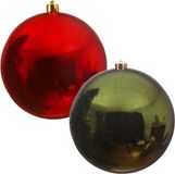 Decoris Kaemingk B.V. Kerstversieringen set van 6x grote kunststof kerstballen rood en groen 14 cm glans