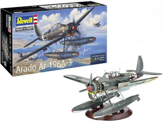 Revell Modelbouwpakket Vliegtuigen - 03787 Arado Ar 196A-3 Seaplane - WWII Duits Verkenningsvliegtuig - Propellervliegtuig Plastic - 1:32 - Modelbouw