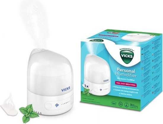 Vicks Luchtbevochtiger Personal Coolmist VUL510E4 - Ultrasoon - 0.7L - Wit