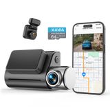 KAWA Dashcam 4K avant et arrière, commande vocale, carte SD 64 Go offerte, double dashcam Wi-Fi 6 pour voiture, GPS intégré, écran 2 pouces, HDR 2K, moteur NightEagle, mode stationnement 24 h, dashcam intelligente