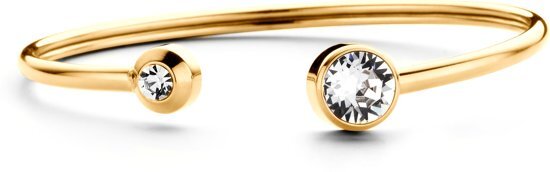 CO88 Collection Sparkle 8CB 90332 Stalen Flex Bangle - Swarovski Stenen 4 en 8 mm - Grootte 58x49 mm - Goudkleurig