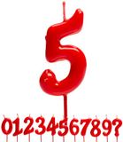Dekora - Verjaardagskaars Nummer 5 Rood voor Taarten 7,5 cm