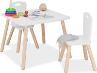Merkloos Relaxdays Kindertafel met 2 stoeltjes - zithoogte: 27 cm - houten poten