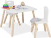 Merkloos Relaxdays Kindertafel met 2 stoeltjes - zithoogte: 27 cm - houten poten