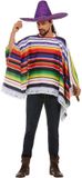 Smiffys Fiestas Guirca Carnaval verkleed set Mexicaan - gekleurde one size poncho - Sombrero hoed paars met dia 59 cm