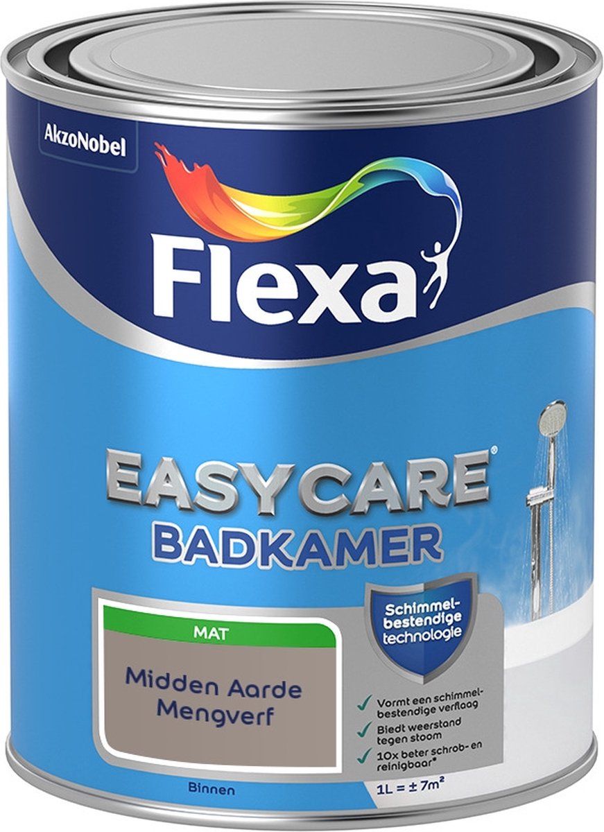 FLEXA Easycare Muurverf - Badkamer - Mat - Midden Aarde - 1 liter