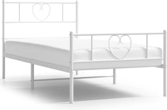 vidaXL Bedframe met hoofd- en voeteneinde Metaal Wit 107x203 cm