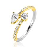 ZINZI Zilveren multi-look ring met druppel- en ronde zetting ZIR2726Y