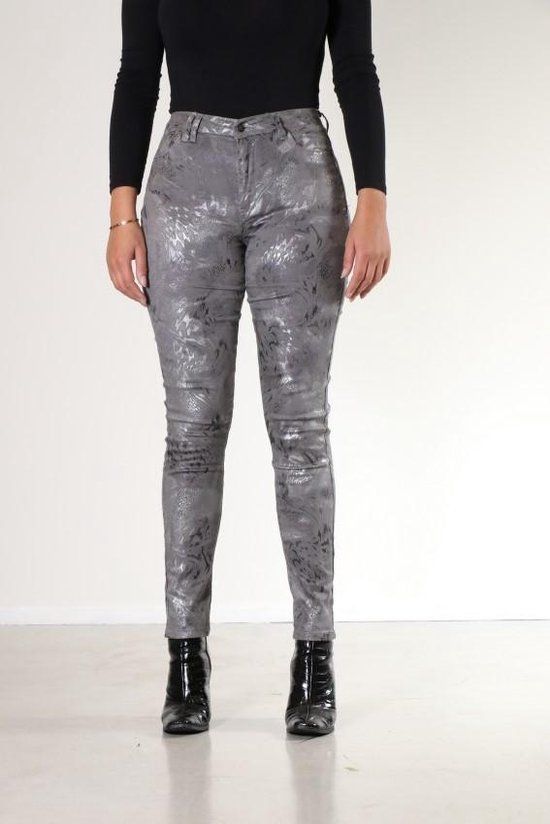 New Star Maine Women's Pants - Grey Foil Print - W28/L31 - Skinny Fit - Casual - Cotton - Machine Wash - 2021 Collection
