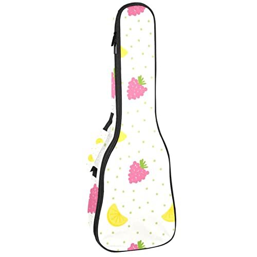 Mersov Tenor Ukulele Gigbag Waterdichte Ukelele Case Gewatteerde Rugzak, Geweldig voor Sopraan Concert (21/23/24") Roze Druiven Geel Citroen Patroon