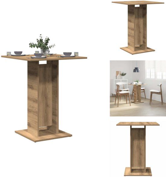 vidaXL Bistrotafel 60x60x75 cm spaanplaat artisanaal eikenkleurig