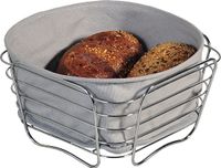 Kesper Broodmandje met stof - metaal/peva - grijs - vierkant - D21 x H11 cm