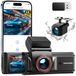 WOLFANG 4K Dash Cam WiFi-dashcam voor en achter, dubbele autocamera, dashcam met 3 "IPS, super nachtzicht, lusopname, G-sensor, 170 groothoek, parkeerwacht, APP-bediening