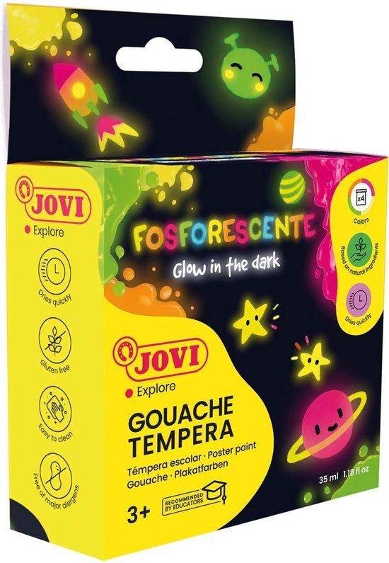 Jovi Glow in the Dark Plakkaatverf Set - 4 x 35ml - Acrylverf