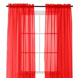 Elegant Comfort Raamvitrages, 2-delige set transparante gordijnpanelen met tunnelzoom van 5 cm, 102 cm breed x 213 cm lang, rood