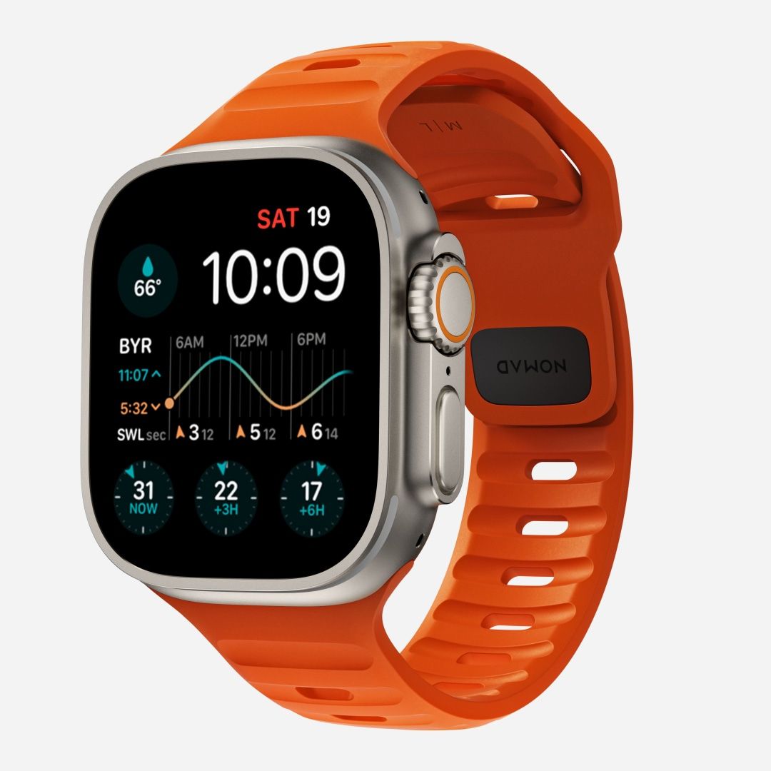 Nomad Sport Band for Apple Watch - Orange - Aluminum & Fluoroelastomer - Watch Ultra, Series 8, 7, 6, SE