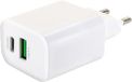 SCHWAIGER 230 V USB-oplader met Fast Charge QC 3.0 wit