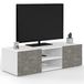 Idmarket - Meuble TV 113 cm Eli blanc portes effet béton