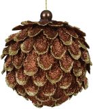 Decoris Kaemingk Kersthanger Dennenappel Bruin Goud 8 cm Kunststof