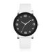 LGT JWLS Lookinggoodtoday Minimalistisch Herenhorloge met Hoog Contrast en witte Lederen Band Zwarte kast