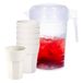 Plasticforte Carafe à eau de 2 litres - transparent - plastique - avec 6 verres incassables - blanc - 520 ml
