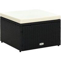 vidaXL Tabouret Repose-pied Siège de Jardin Résine Tressée Noir