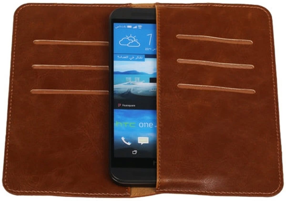 Best Cases Bruin Pull-up Medium Pu portemonnee wallet voor HTC First