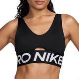 Nike Pro Indy Plunge Medium Support Sportbeha Dames Zwart - Wit