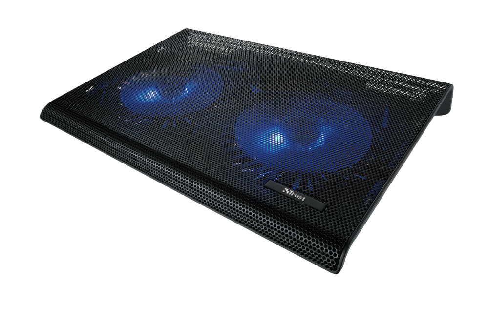 Trust   Azul | Laptop Cooling Stand | 2 Ventilatoren | USB-voeding | Blauw Verlicht | max 17.3 inch