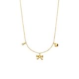 Lucardi Kinder Zilveren goldplated ketting met strik - Ketting - 925 Zilver - Goudkleurig - 40 cm