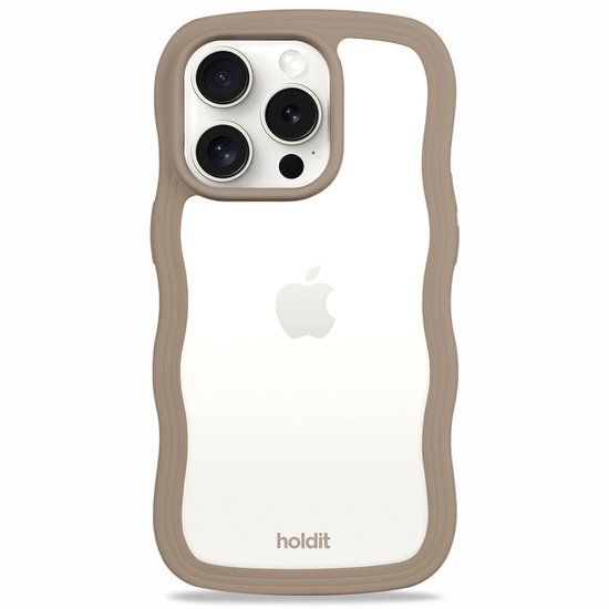 Holdit Wavy Case geschikt voor Apple iPhone 15 Pro Max - Mocha Brown / Transparent