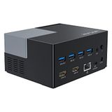 USB-C WAVLINK USB-C docking station met twee monitoren en 2 HDMI-poorten, 130 W PD-ingang, 4 USB-A-poorten, Gigabit Ethernet, audio, compatibel met Mac/Dell/HP/Lenovo