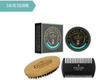 Velihan Beardcare - Baardverzorging Trio Pack - Baardbalsem, Baardborstel en Baardkam - Baardverzorging set - Cadeau voor hem - Cadeau voor vriend - Geschenkset mannen (30 gr, Eau De Cologne)