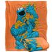 Sesamstraat Cookie Monster - officieel gelicentieerde geschilderde deken - zijdezacht gevoel - 152 x 127 cm
