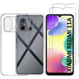 Phonillico® Case for Xiaomi Redmi 11A and 2 Tempered Glasses