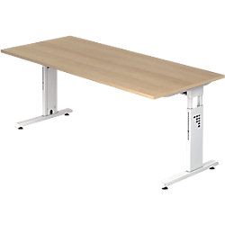 Hammerbacher Bureau VOS19/E/W Eiken, wit 180 x 80 x 65 cm