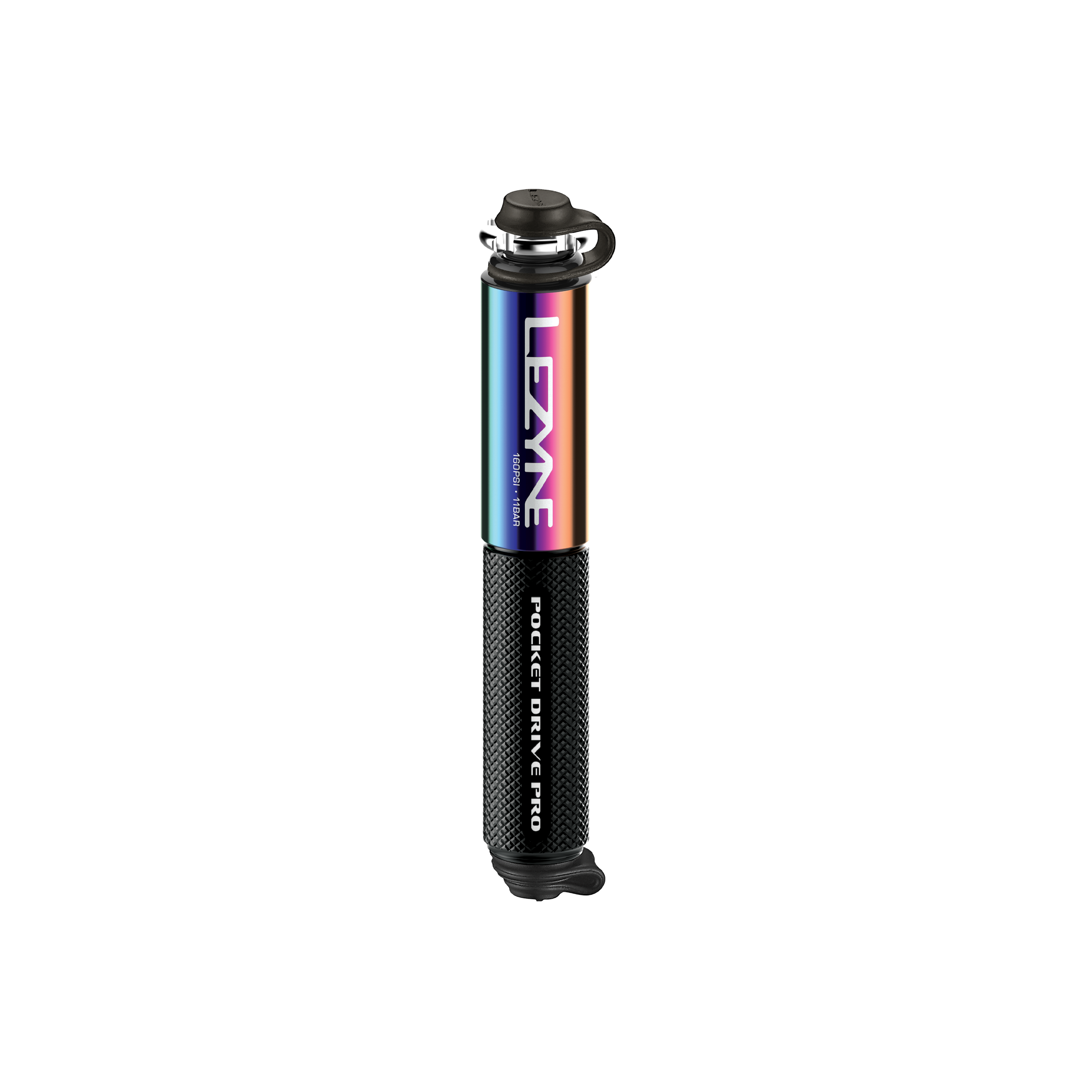 Lezyne Pocket Drive Pro - Mini Fietspomp - 11 bar - Aluminium - Zwart/Regenboog