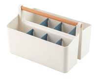 Vidifor Grote draagbare mand met handvat, plastic opbergorganizer met verstelbare vakken voor make-upbenodigdheden, naaien, kleurpotloden, blauw