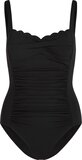 Hunkemöller Dames Badmode Badpak Shaping Scallop - Zwart - maat S