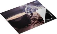 Chefcare Inductie Beschermer Hete Koffie Kop met Koffiebonen - 65x52 cm - Multicolor