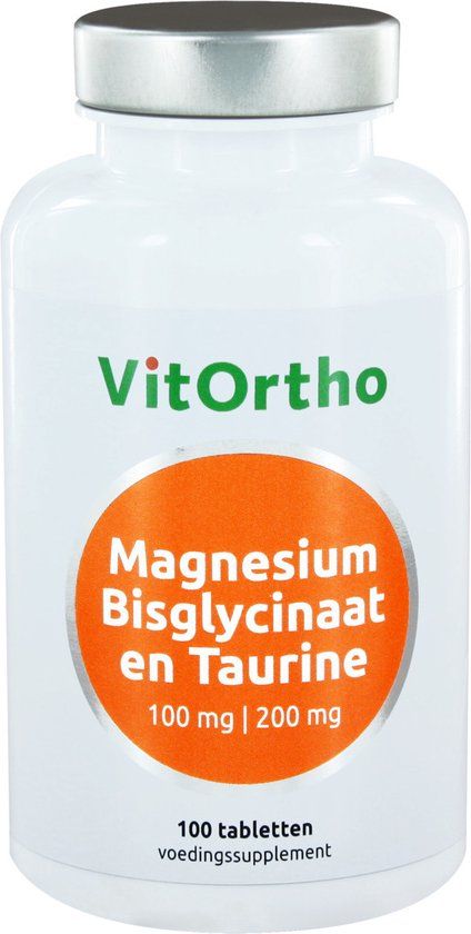 VitOrtho Magnesium Bisglycinaat 100 mg & Taurine 200 mg (100 tabletten)