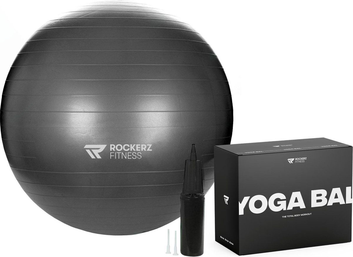 Rockerz Fitness Yoga bal inclusief pomp - 75 cm - Zwart