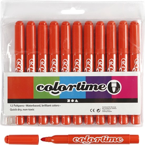 Colortime stift 5 mm lijn donkeroranje 12 stuks